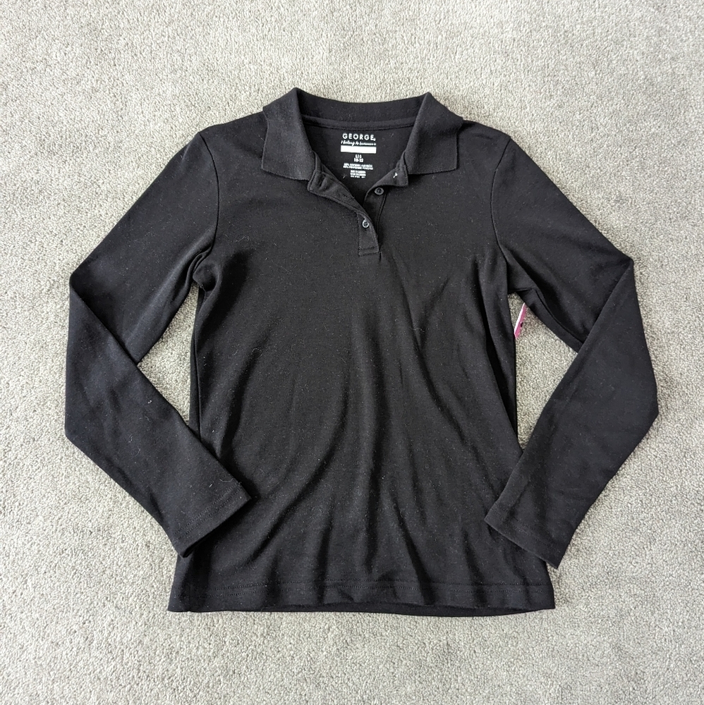NEW George Kid's Unisex Polo School Uniform Black Youth Size Large 10 12 Years